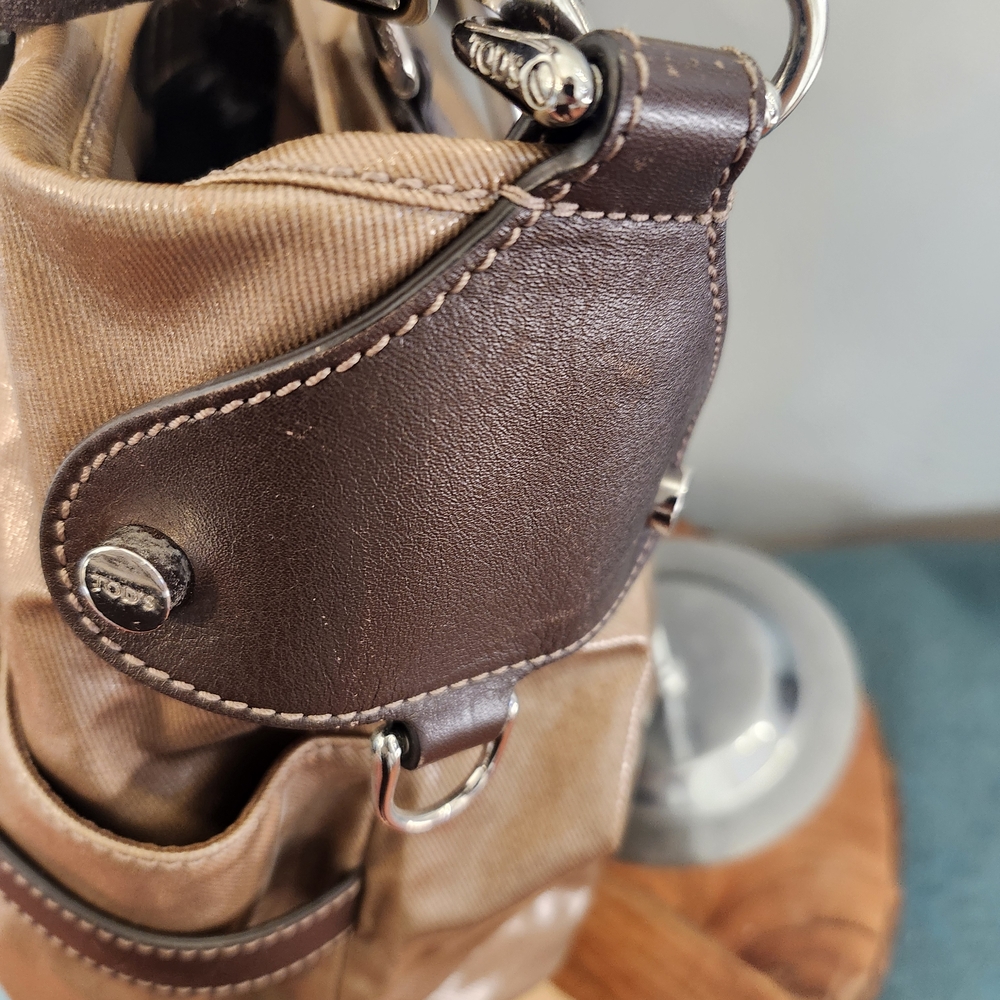 Tod's Tote/Crossbody, Tan/Brown Coated Canvas/Leather, Shoulder Bag - Picture 5 of 16